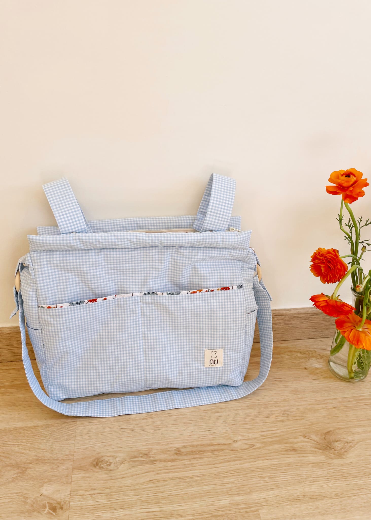 sostenible-bolsa-carrito-sillita-paseo-bebe-auspain-celeste-vichy-algodon-verano